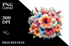 Colorful Hibiscus Bouquet | Sublimation Clipart Product Image 1