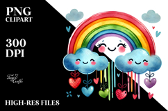 Simple Smiling Rainbow with Hearts PNG Product Image 2
