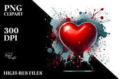 Red Glossy Heart Digital Painting, PNG Product Image 2