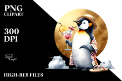 Penguin with Cocktail PNG Product Image 2