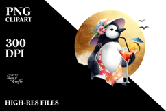 Penguin with Cocktail PNG Product Image 2