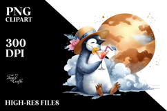 Penguin with Cocktail PNG Product Image 2