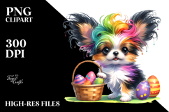 Cute Watercolor Papillon with Crazy Haircut Holding an Product Image 2