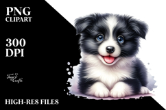 Watercolor Baby Border Collie Cartoon, Transparent PNG Product Image 2