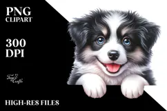 Watercolor Baby Border Collie Cartoon, Transparent PNG Product Image 2