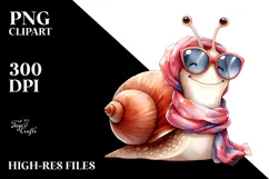Washed Watercolor Funny Cute Snail with Silk Scarf | Product Image 2