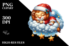 Cute Baby Lion Sleeping on Cloud | Clipart Product Image 2
