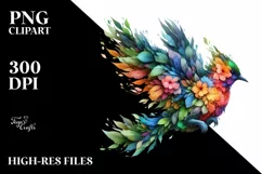 Vibrant Watercolor Bird with Bandana and es, Transparent PNG Product Image 1