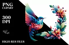 Abstract Vibrant Watercolor Bird PNG Product Image 1