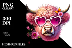 Pink Highland Calf with Winking Victory PNG Product Image 2