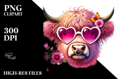 Pink Highland Calf with Winking Victory PNG Product Image 2