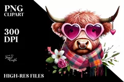 Colorful Highland Cow PNG Product Image 2
