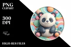 Colorful Panda 3D Round Ornament, Transparent PNG Product Image 2