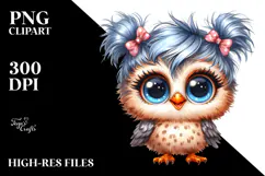 Cute Owl with Cool Haircut PNG Product Image 2