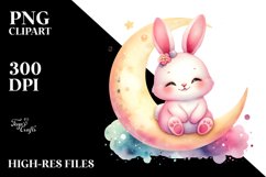 Vibrant Baby Bunny on Moon PNG Product Image 2