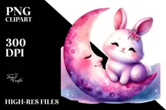 Vibrant Baby Bunny on Moon PNG Product Image 2