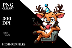 Silly Deer in Party Hat PNG Product Image 2