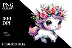 Vibrant Baby Unicorn Running PNG Product Image 2