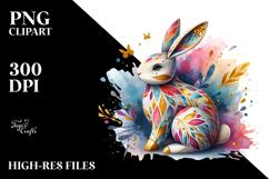 Colorful Wooden Bunny PNG Product Image 2