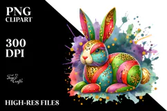 Colorful Wooden Bunny PNG Product Image 2
