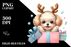 Expressive Baby Watercolor Poodle, Pastel Colors PNG Product Image 3