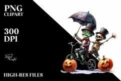 Funny Zombie Clipart, Halloween Theme, PNG Product Image 1