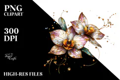 Shiny Orchid with Golden Inserts, Transparent PNG Product Image 2