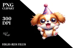 Ridiculously Cute Dog with Party Hat PNG Product Image 2