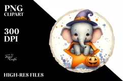 Cute Baby Elephant, Halloween Theme, PNG Product Image 3