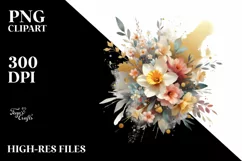 sWatercolor Colorful Abstract Bouquet with Gold Foil | Product Image 3