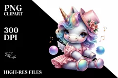 Colorful Pastel Baby Unicorn in Swing Dance Costume, Product Image 1