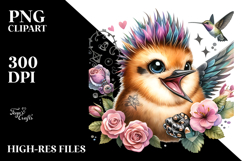 cute Baby Hummingbird with Punk Look PNG Product Image 2
