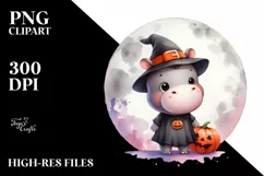 Cute Baby Hippo, Halloween Theme, PNG Product Image 1