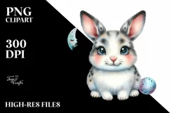 Cute Colorful Snowshoe Hare Moon Stars Clipart Product Image 1