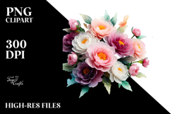 Material Peonies Watercolor Splash PNG Product Image 2