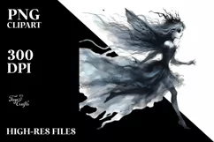 Washed Watercolor Gothic Fairy Running PNG Product Image 2