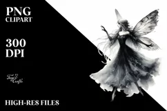 Washed Watercolor Gothic Fairy Running PNG Product Image 2