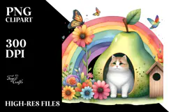 Colorful Cat House Illustration | Sublimation | Clipart. Product Image 2