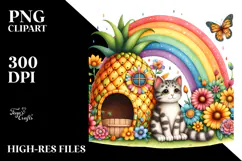 Colorful Cat House Illustration | Sublimation | Clipart. Product Image 2