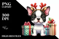 Expressive Baby Watercolor Boston Terrier, Cool Haircut PNG Product Image 3
