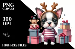Expressive Baby Watercolor Boston Terrier, Cool Haircut PNG Product Image 1