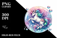 Colorful Unicorn Twirling in a Bubble | Clipart Product Image 1