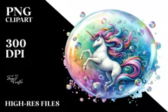 Colorful Unicorn Twirling in a Bubble | Clipart Product Image 3