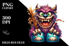 Funny Werewolf with Slippers, Transparent PNG Product Image 2