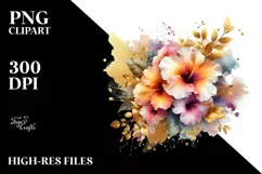 Colorful Bouquet with Hibiscus Splash | Sublimation Clipart Product Image 3
