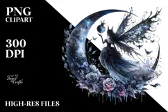 Gothic Fairy on the Moon PNG Product Image 2