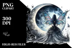 Gothic Fairy on the Moon PNG Product Image 2