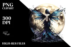 Gothic Fairy on the Moon PNG Product Image 2