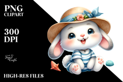 Cute Baby Bunny Dressed for Beach PNG Product Image 2