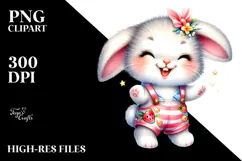 Cute Baby Bunny Dressed for Beach PNG Product Image 2